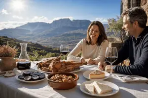 Explora la gastronomía burgalesa: disfruta del lechazo asado, la morcilla, la Olla Podrida, queso fresco y la Tarta de San Lesmes. Tradición y sabor.